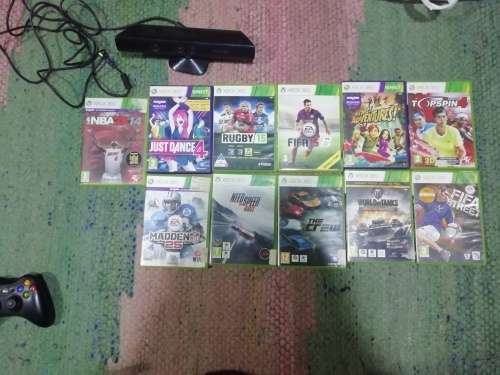 Xbox 360 console + games + kinect + 2 remotes